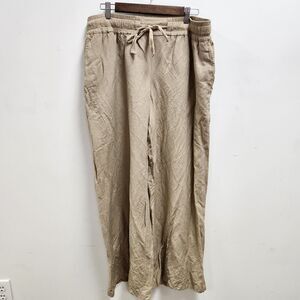A New Day Womens Cropped Linen Pants Size XXL  Wide Leg Beachy Neutral Vaca Tan
